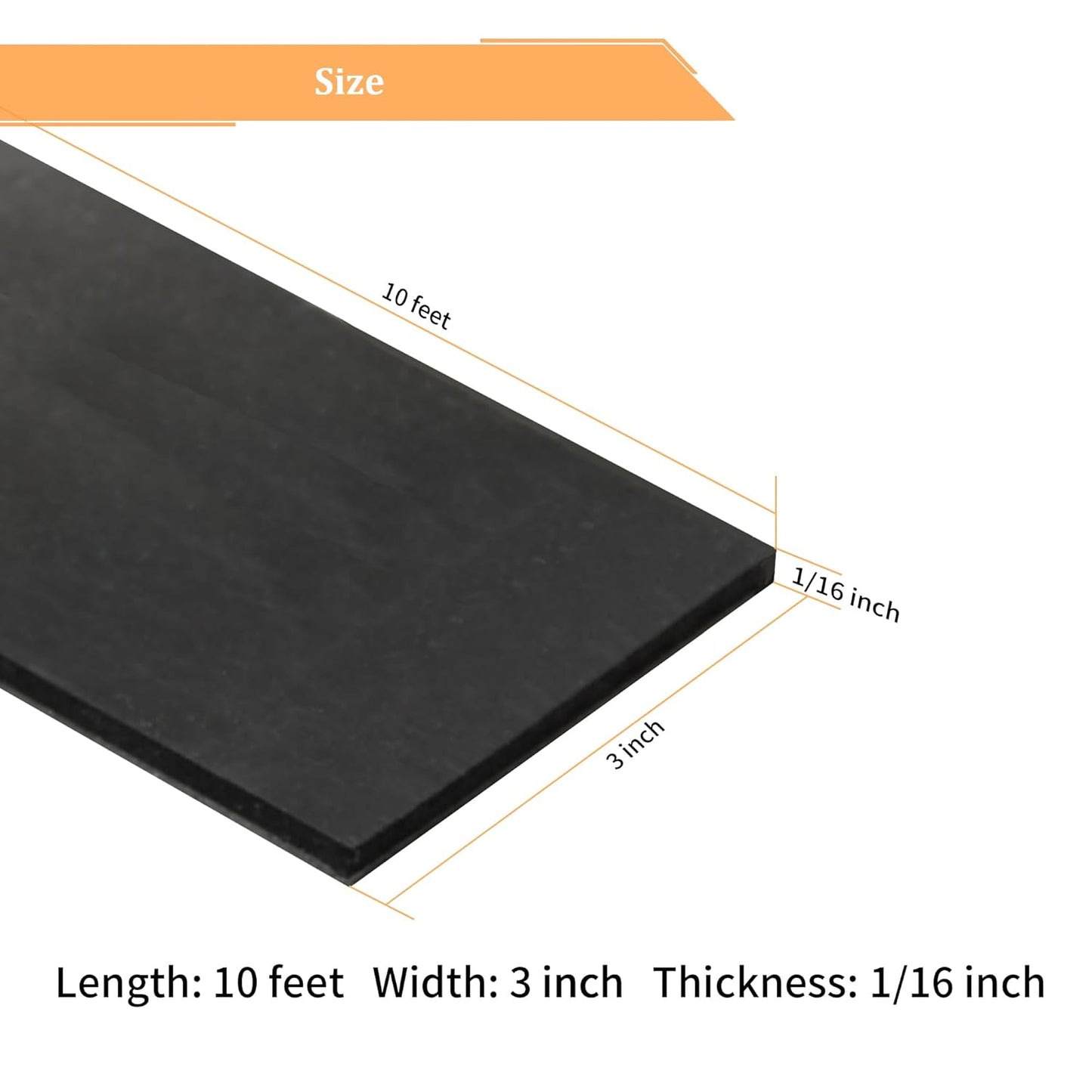 DOBTIM Solid Neoprene Rubber Strips with Adhesive Backing 1/16 (.062)" Thick x 3" Wide x 10' Long, Self Adhesive Rubber Sheets, Rolls & Strips for DIY Gaskets Crafts Pads Seals Warehouse Flooring