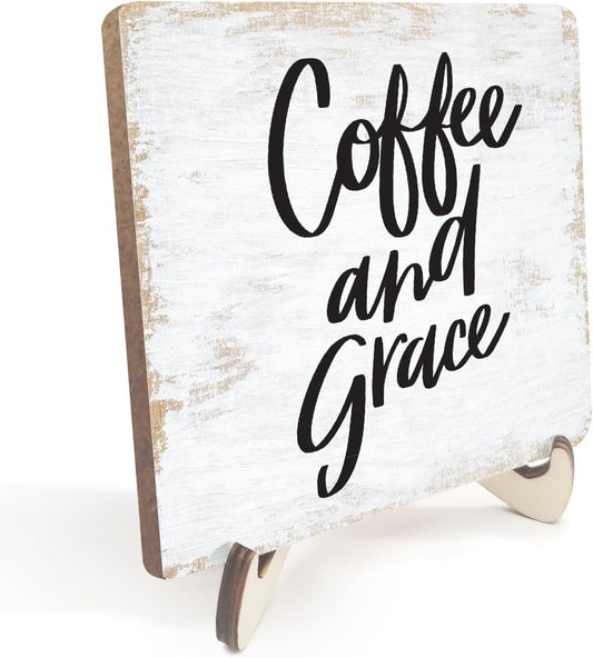 Motivational Wood Sign Rustic Desk Decor Office Desk Accessories Decorative Positive Christian Religious Bible Verse Faith Decorations Office Decor Shelf Table Home Farmhouse Plaque with Wood Stand