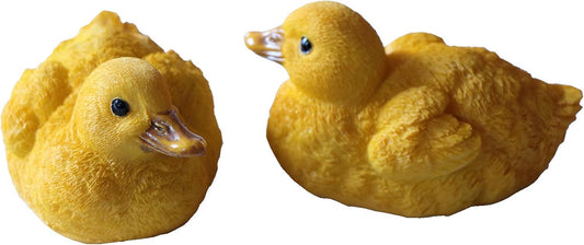 Floating Resin Duck Figurine Pond Décor Garden Lawn Patio Outdoor Statue Yellow (Set of 2)