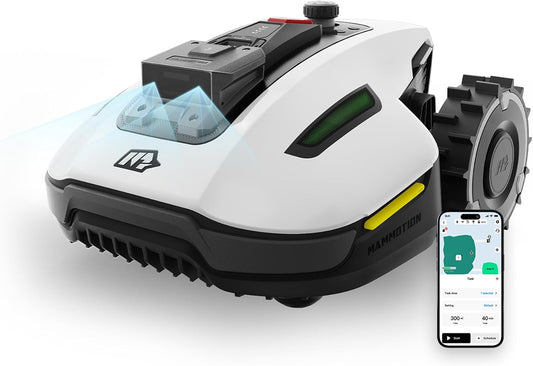 YUKA Mini 500 Robotic Lawn Mower for 0.12 Acre,Ultrasense AI Vision+ RTK Positioning, Auto Mapping, App Control,50% Slope,Perimeter Wire Free, 15 Mowing Zones Management