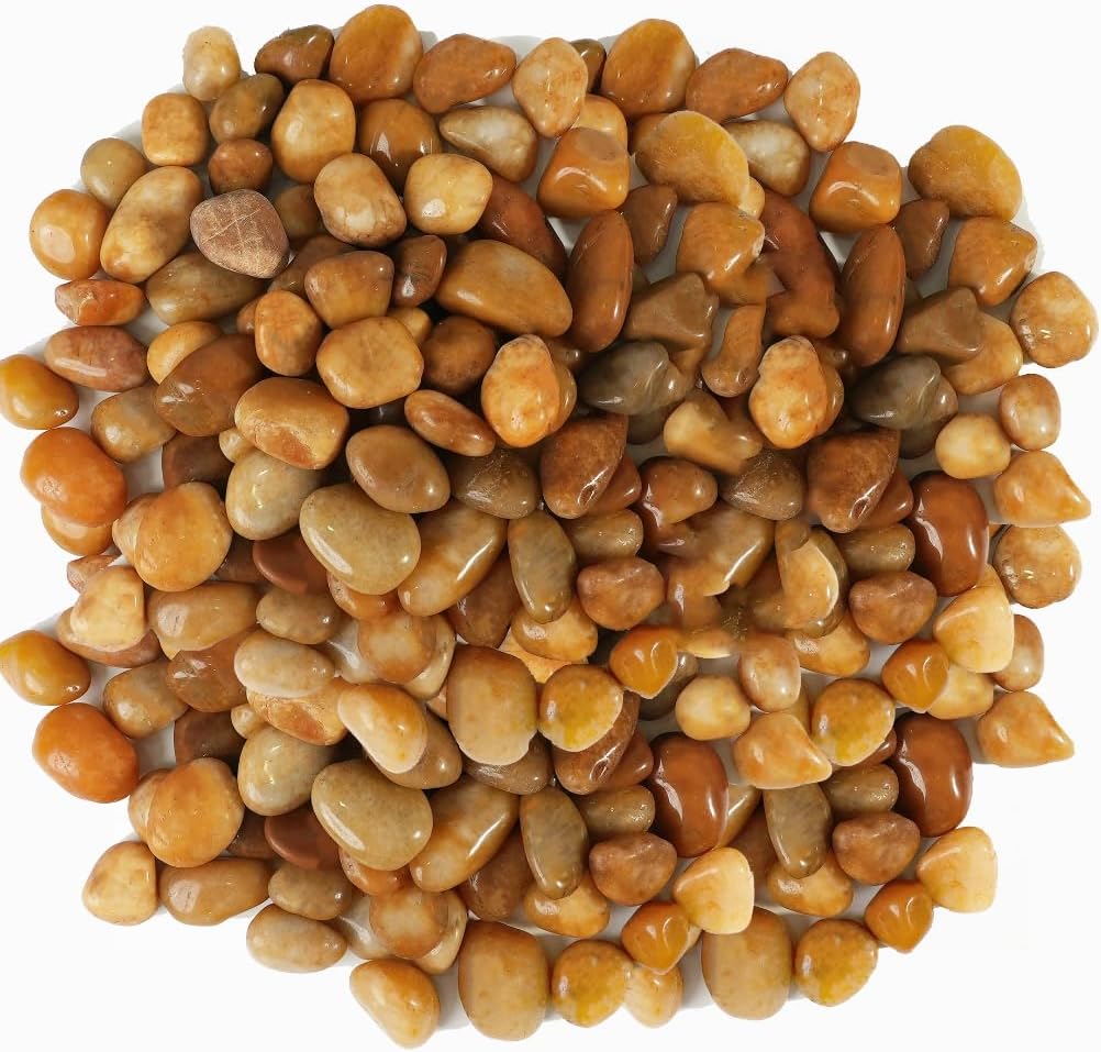 12 LBS River Rocks, StoneCreek, Decorative Garden Stones for Plant Landscaping, Polished Gravel Filler Pebbles for Home Decoration, Vases, Succulents, Flower Beds and Fish Tanks (Pale Yellow, Medium)