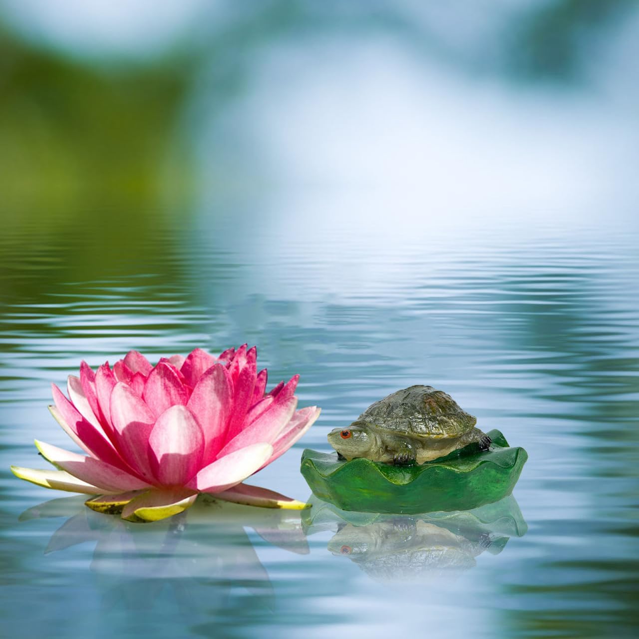 Mikikit Realistic Floating Turtle Statue Pond Decorations Garden Pond Accessory Resin Craft Ornament