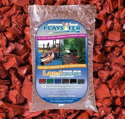 Playsafer Rubber Mulch Nuggets Protective Flooring for Playgrounds, Swing-Sets, Play Areas, and Landscaping (2,000 LBS - 77 CU. FT, Red)