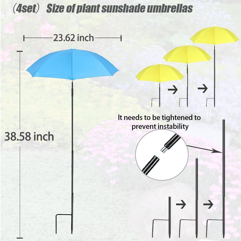 Plant Umbrellas for Outdoor Plants, Garden Umbrella Shade for Plants，Adjustable Height Provides shade cloth for Plants to Protect Their Flowers from Intense Sunlight and Rain(18.8 inches to 35.58 inches)
