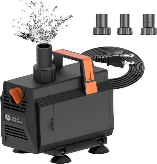 AquaMiracle 1200GPH Aquarium Water Pumps (4500L/H, 70W) Fountain Pump Pond Pump Submersible Water Pump with Flow Control for Fountain, Waterfall, Statuary, Filtration, Water feature, Hydroponics