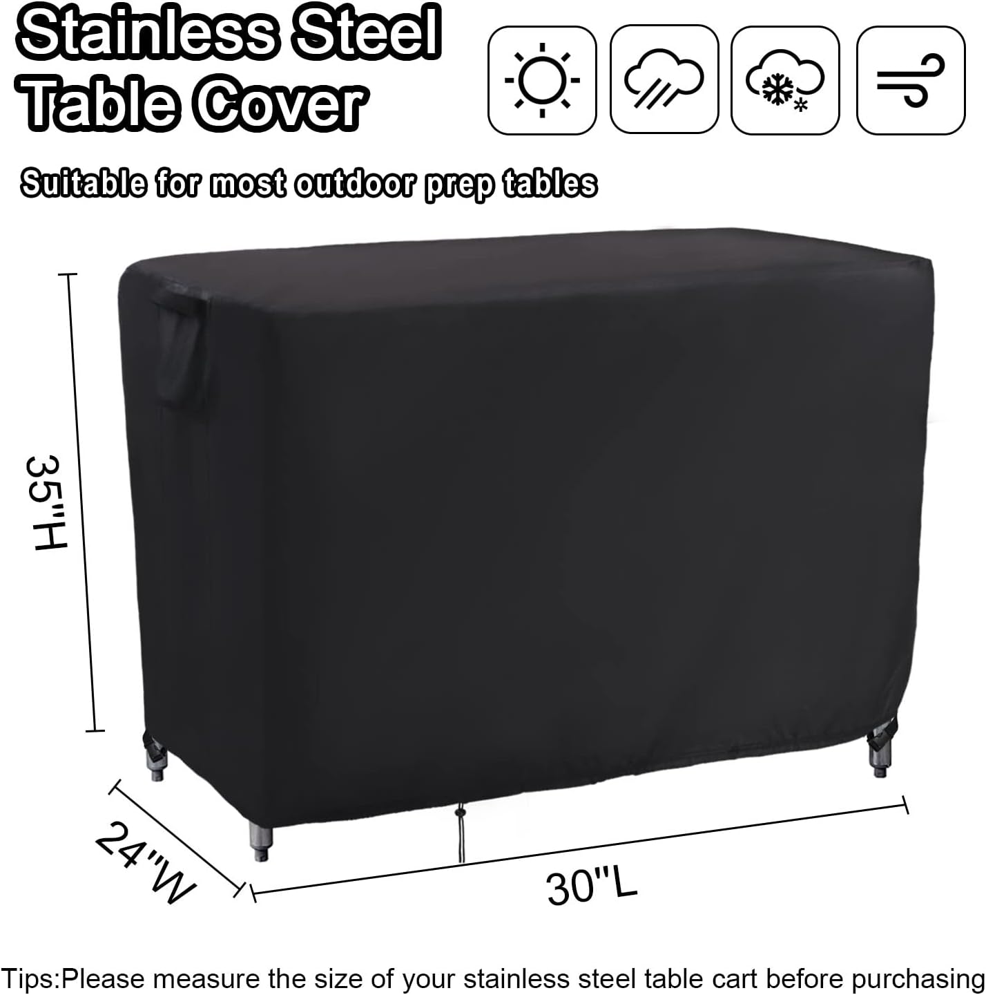 Kingling Prep Table Cover for 30 inch Keter Unity Table, Waterproof Outdoor Stainless Steel Table Cover Protection for Patio Metal Grill Work Table/Cart - 30''L x 24''W x 35''H