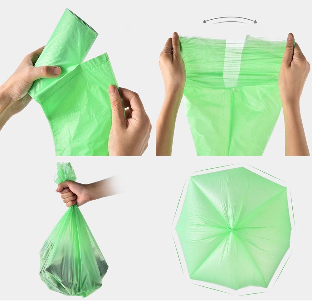 200 Counts 2.6 Gallon 10L Compost Bags, Compostable Trash Bags for Kitchen Compost Bin, Green Compostable Liner Bags for Food Scrap, Garbage Bags for Bedroom, Bathroom, Office