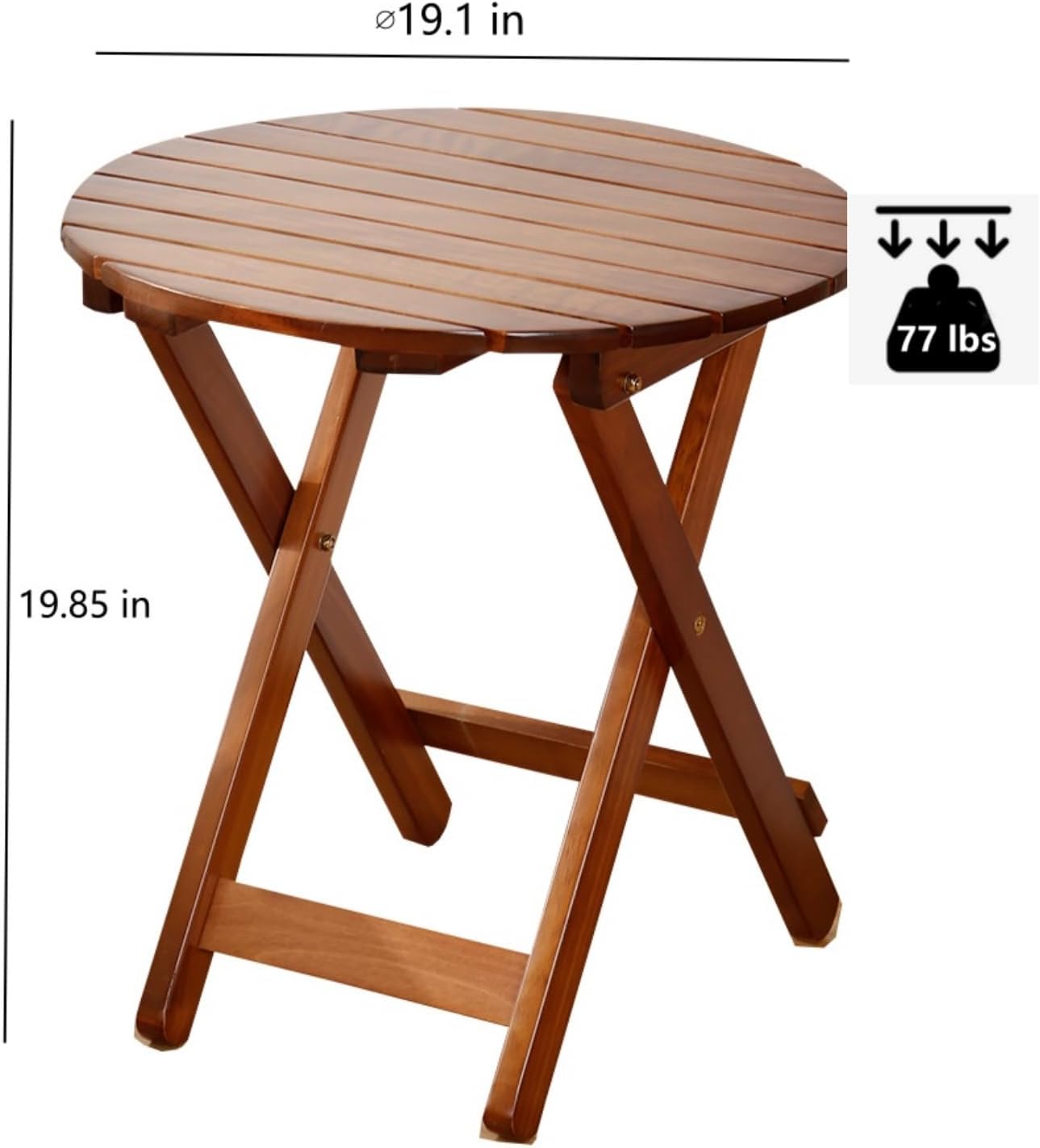 Small Round Folding Side Table Set of 2, Patio Foldable Wooden Outdoor End Tables for Indoor Porch Camping Living Room Bedside Couch, as Coffee Table or Plant Stand, Brown