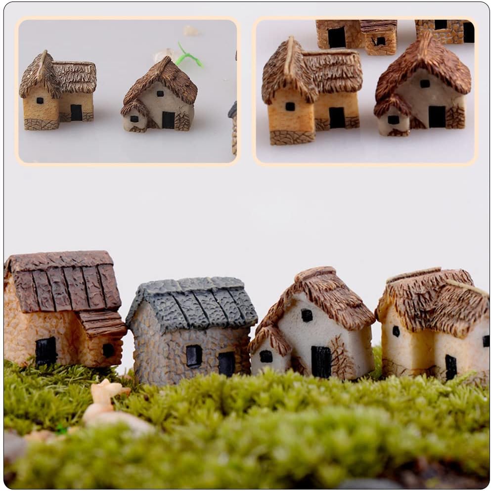 Miniature Fairy Garden Stone House - 12 Pieces Resin Moss Mini Cottage for Home Decoration & Outdoor Decor