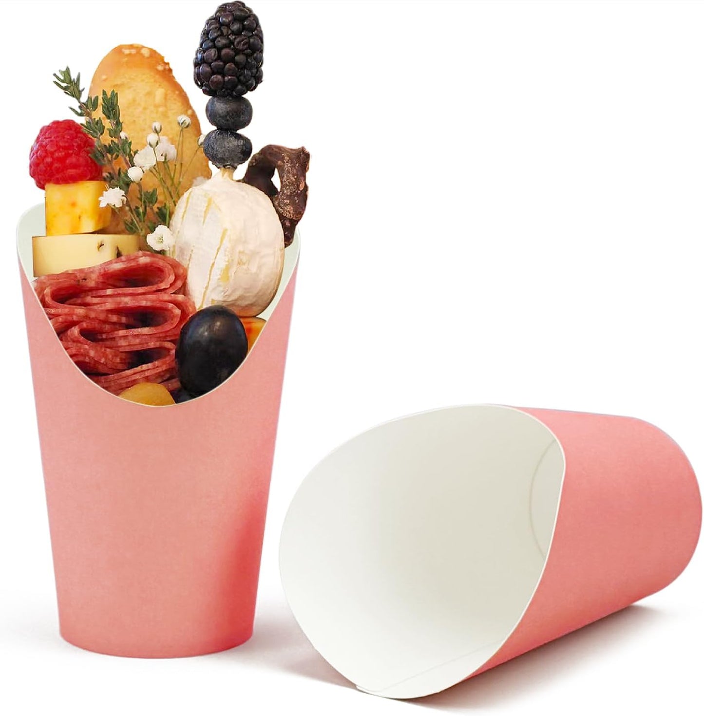 CAMKYDE 50 Pcs French Fries Holder, 12oz Disposable Paper French Fry Cups Charcuterie Cups for all Occasions (12oz, Pink)
