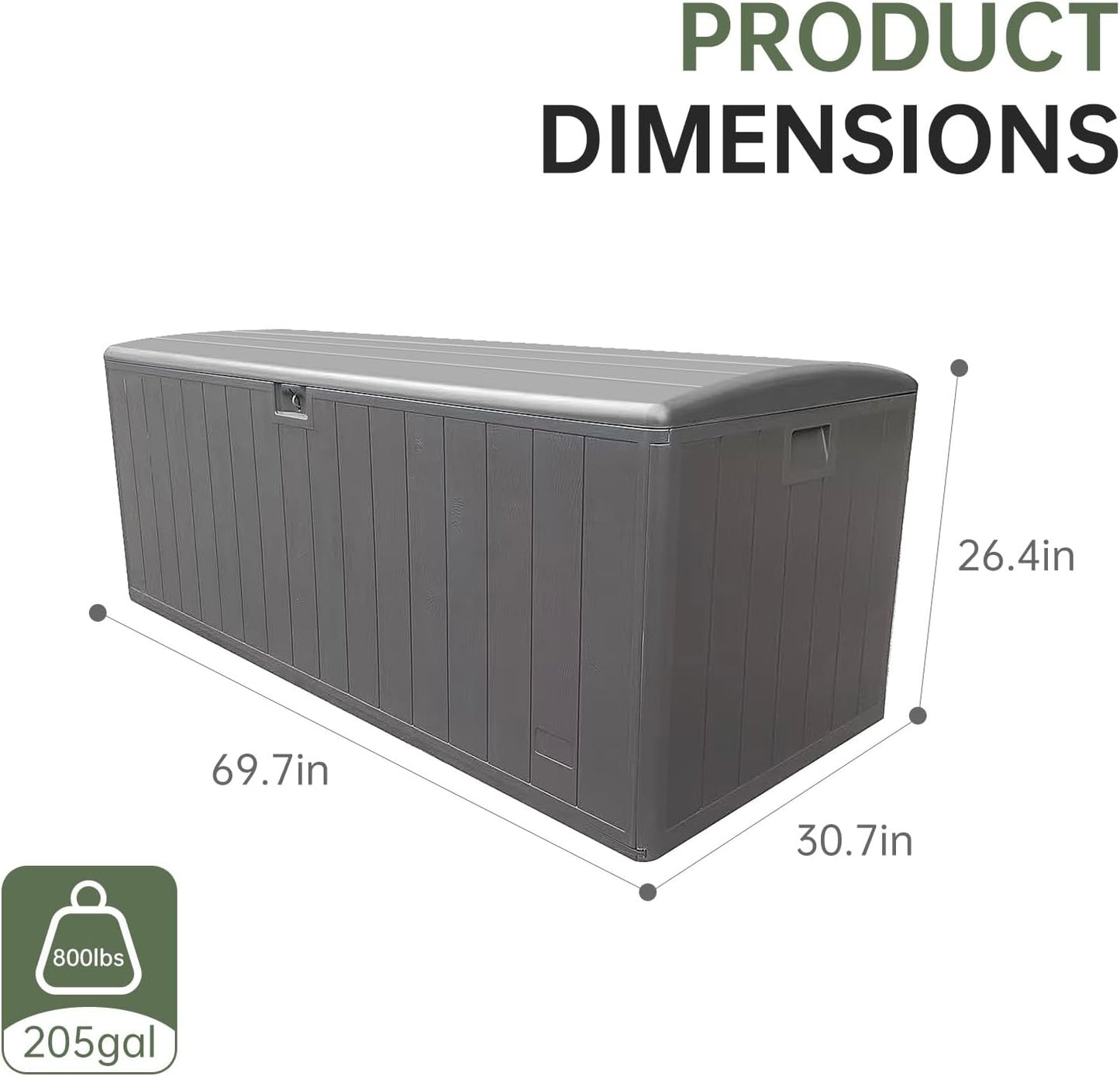 205 Gallon Extra Large Resin Outdoor Storage Box,Waterproof Deck box for Patio Furniture,Garden Tools,Lockable Patio Storage Box,Blow-Molded HDPE