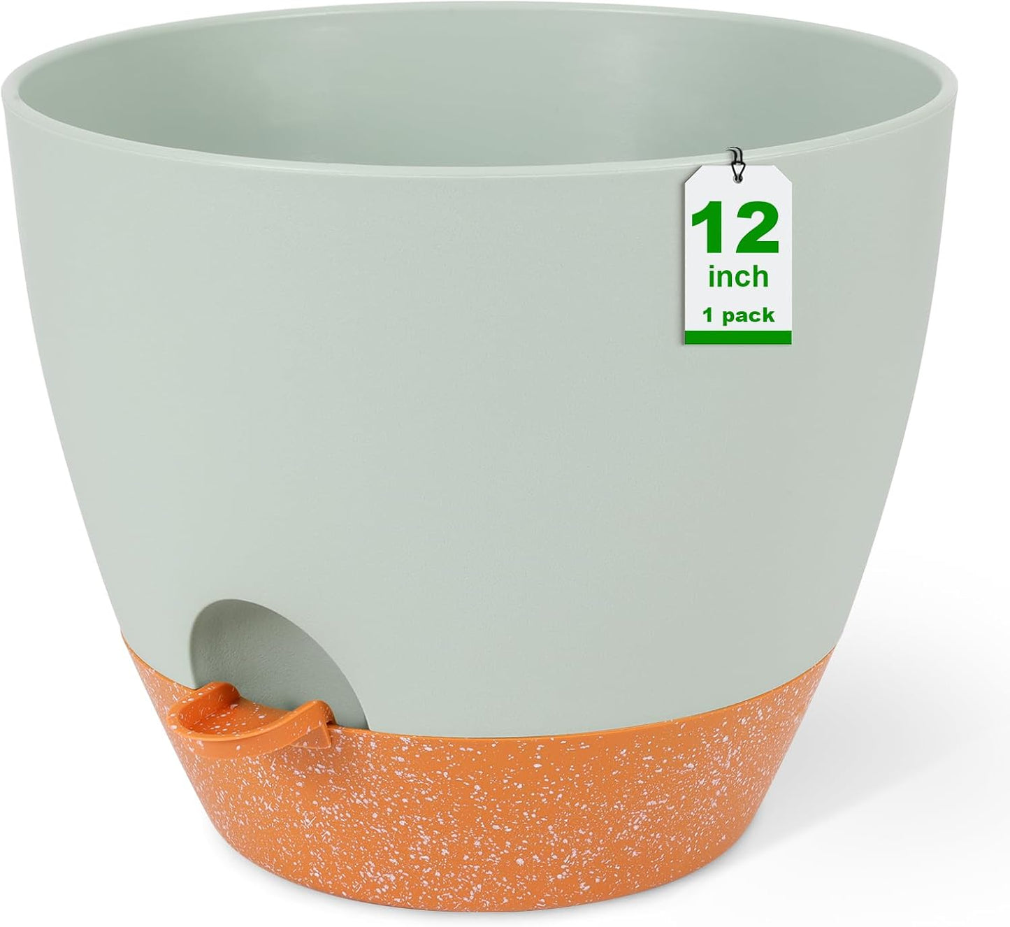 GARDIFE 12 inch planters, Plant Pots,Self Watering Pots, Large Plastic Flower pots with Deep Reservior and High Drainage Holes for Indoor Outdoor Plants and Flowers, Green