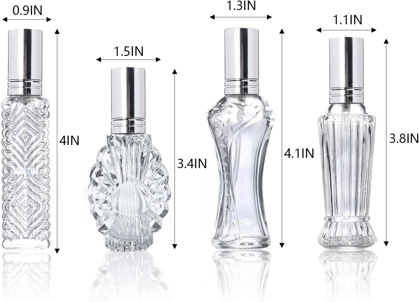 H&D HYALINE & DORA Vintage Refillable Perfume Bottles Glass Empty Spray Bottle Wedding Gifts Car Decor Set of 4