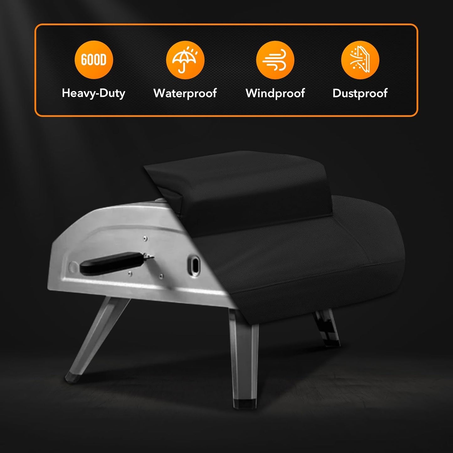 ZBXFCSH Heavy Duty 600D Polyester Cover Compatible with ooni Fyra 12 Pizza Oven- Suitable for ooni Fyra 12 Pizza Oven Accessories, Portable Pizza Oven lid with Pocket (Cover Only)