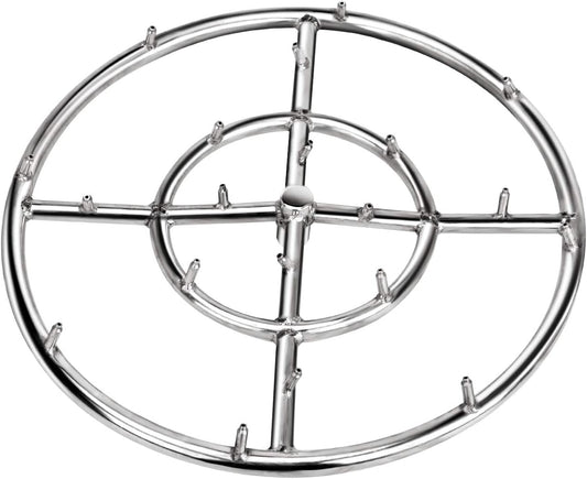 Stanbroil 12" High Flame Round Jet Burner Ring for Natural or Propane Gas Fire Pit, 304 Series Stainless Steel, Double Ring