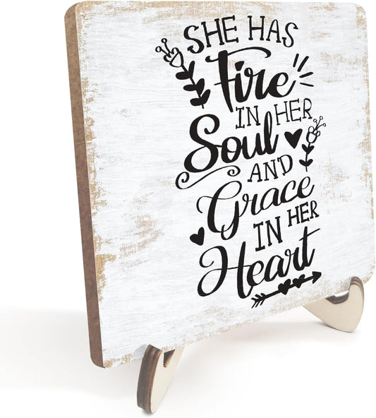 Motivational Wood Sign Rustic Desk Decor Home Bathroom Office Decor Work Table Desk Accessories Decorative Christian Religious Bible Verse Faith Decorations Office Supplies for Desk Cubicle Decor