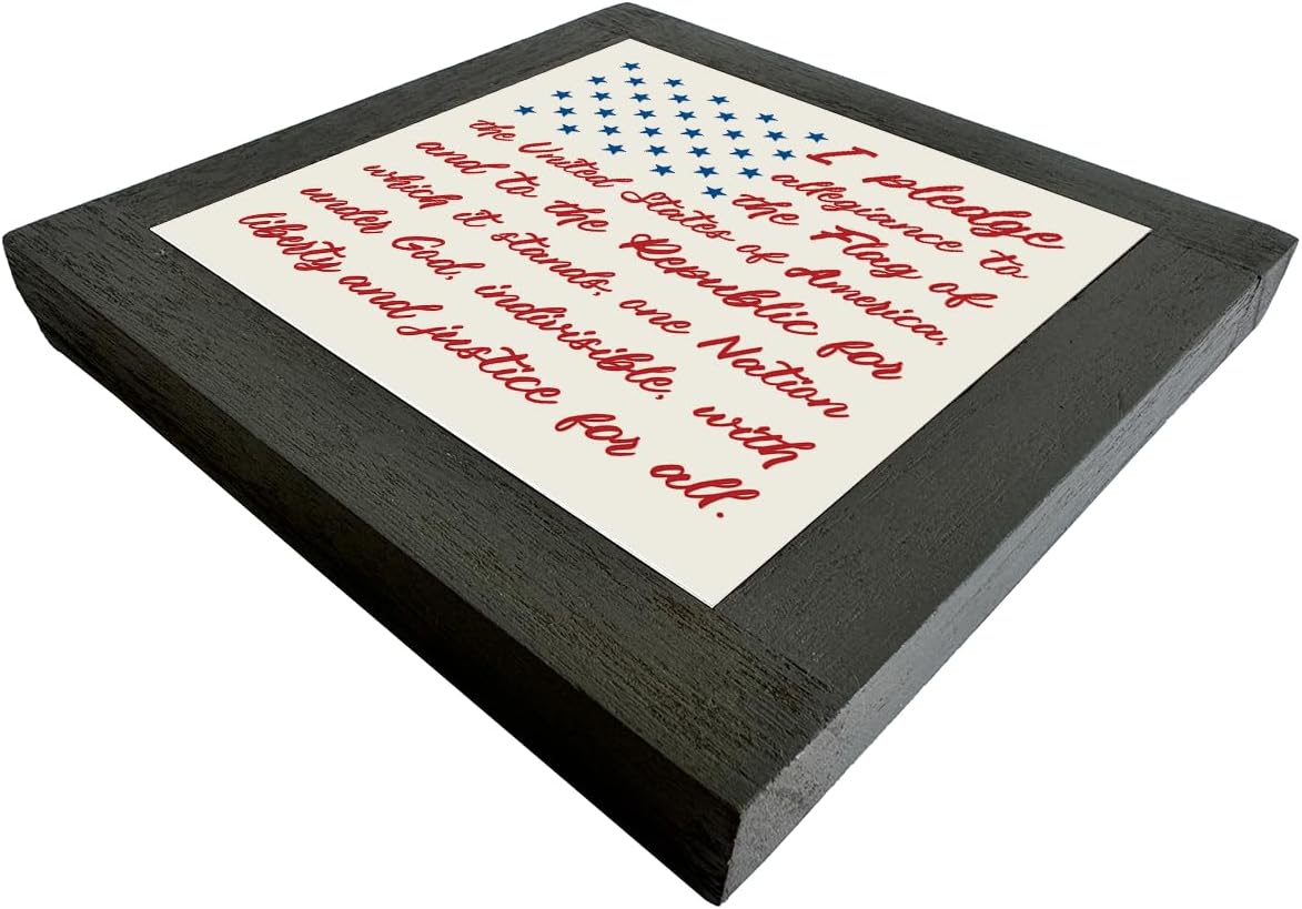 Patriotic Wood Plaque Sign, I Pledge Allegiance to the Flag of United States of America, Box Wood Plaques Desk Décor, American Flag Wooden Sign, 4th of July Wooden Decoration, Independence Day Decor C