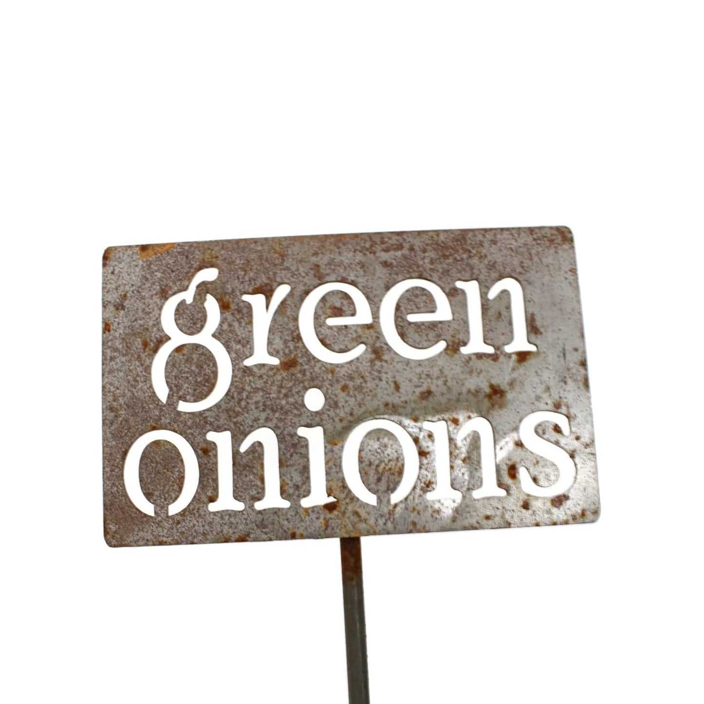 Classic Metal Garden Markers 19 Inches Tall (green onions, Naturally Rusted)