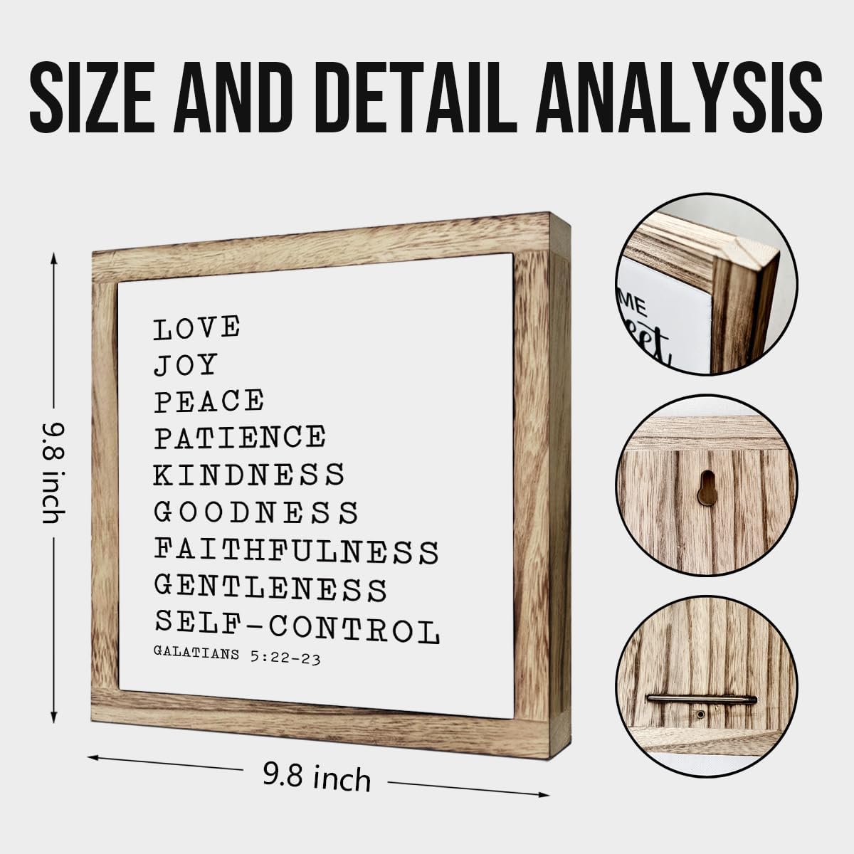 Scripture Sign, Love Joy Peace Sign, Wooden Plaques Box Signs, Inspirational Wood Sign, Motivational Desk Decor, Home Decor Accent, Bedroom Decor, Galatians 5:22-23 Sign, Christian Gift