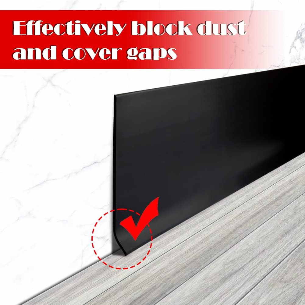Vinyl Wall Base Baseboard Molding Trim 4" Flexible Self Adhesive Rubber Wall Base Moulding Trim Peel and Stick Design, 4 Inch x 100 Feet, Black