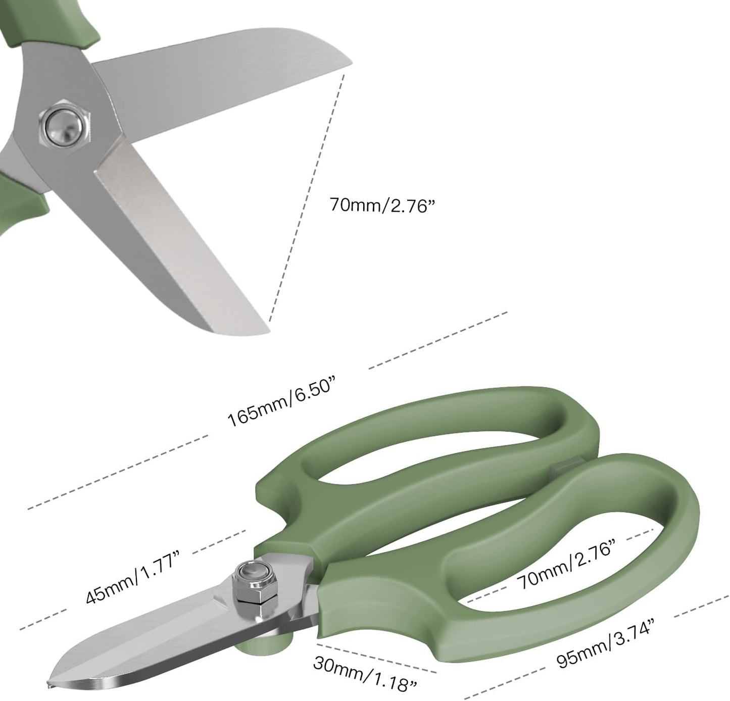 Flower Scissors, Strong Floral Shears, Premium Steel Garden Pruning Shears Floral Fruits Leaf Scissors Hand Pruner Snip Trimming Tool for Gardening Flower Arrangement, Avocado Green