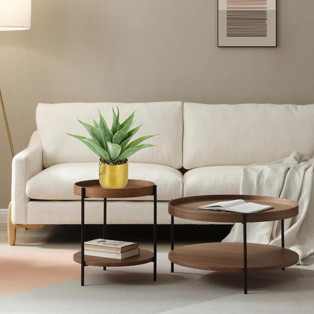 Large Faux Agave Plant 13" Artificial Aloe Vera Plants Fake Succulent Plants in Pot Realistic Agave Plant Artificial Potted Plants for Home Living Room Table Office Desk Bathroom Indoor Decor(Gold)