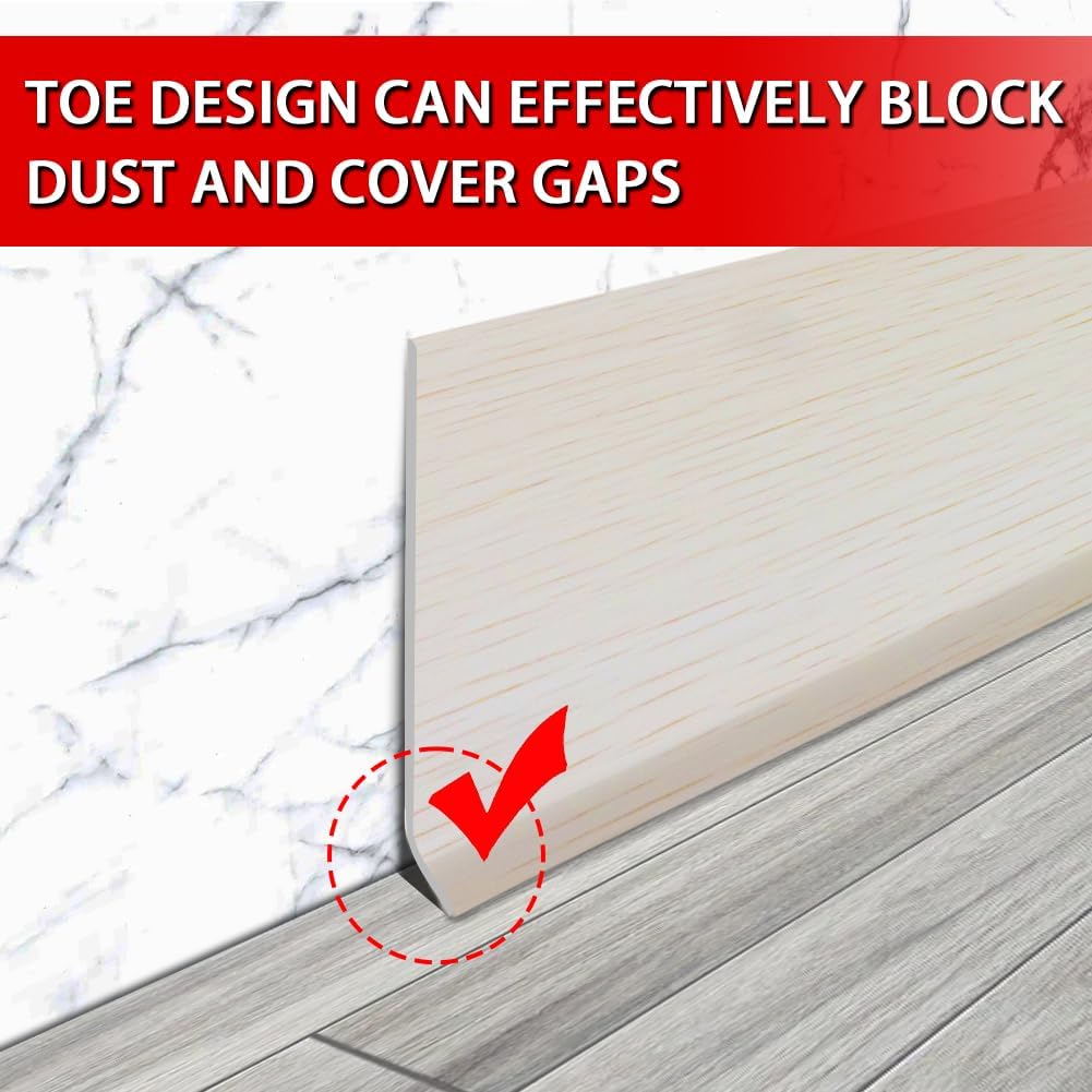 Vinyl Wall Base Baseboard Molding Trim 4" Flexible Self Adhesive Rubber Wall Base Moulding Trim Peel and Stick Design, 4 Inch x 20 Feet, Beige Wood Grain