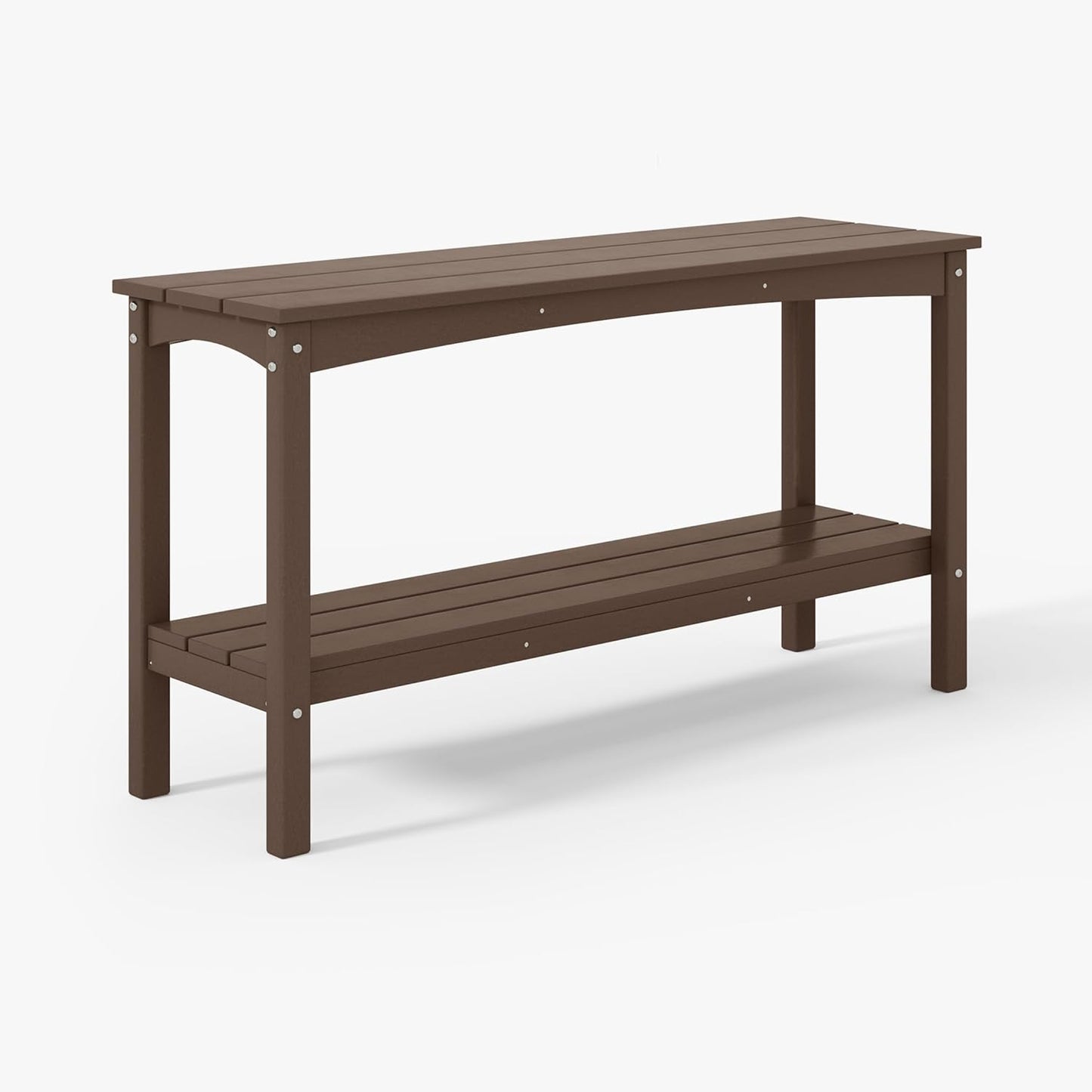 WestinTrends Malibu 55" Outdoor Patio HDPE Adirondack 2-Tier Shelf Console Table, Dark Brown