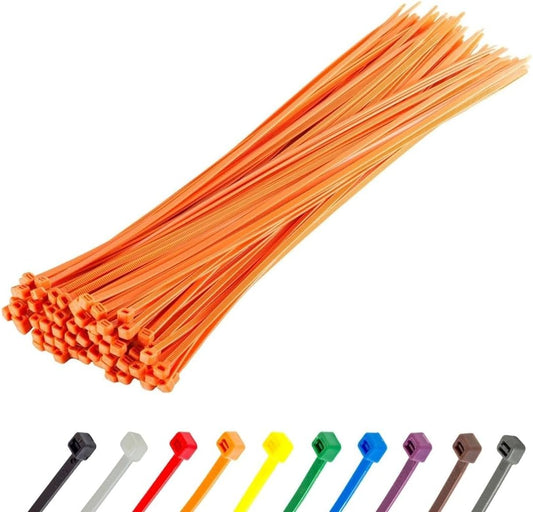 GTSE 14 Inch Orange Zip Ties, 100 Pack, 50lb Strength, UV Resistant Long Nylon Cable Ties, Self-Locking 14" Tie Wraps