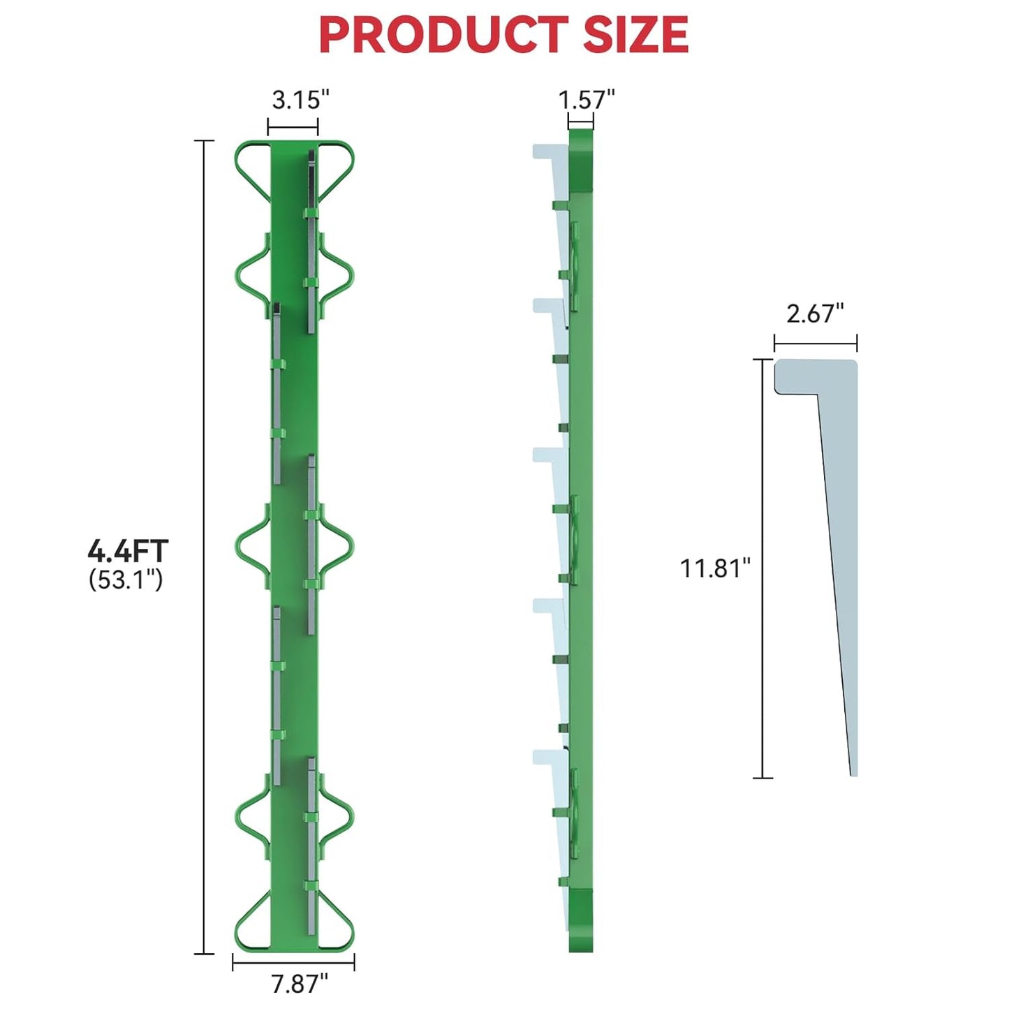 4ft Woven Wire Fence Stretcher Bar with 5 Wedges Heavy Duty Wire Stretcher Fence Tool for Farms, Ranches, Garden Barriers, Yard (Green)