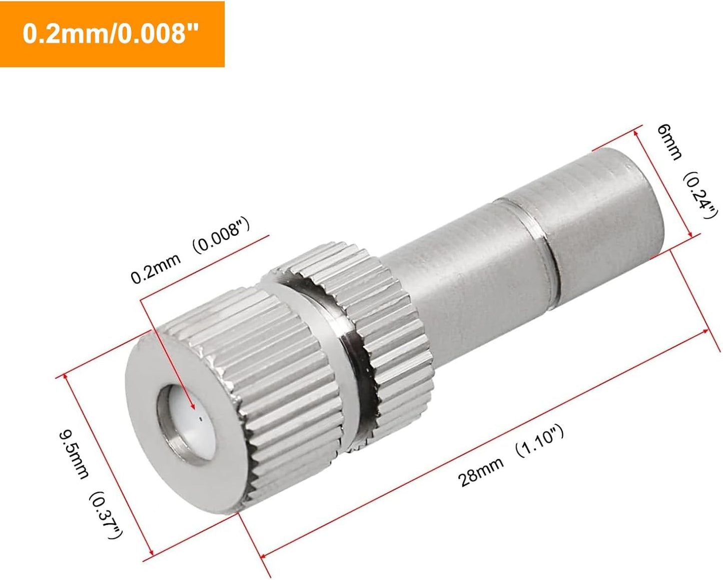 20pcs Brass Mister Nozzles, 6mm Misting Nozzles for Outdoor Cooling System, Landscaping, Air Humidification, Greenhouse Irrigation (without Filter, 0.008"/0.2mm Orifice)