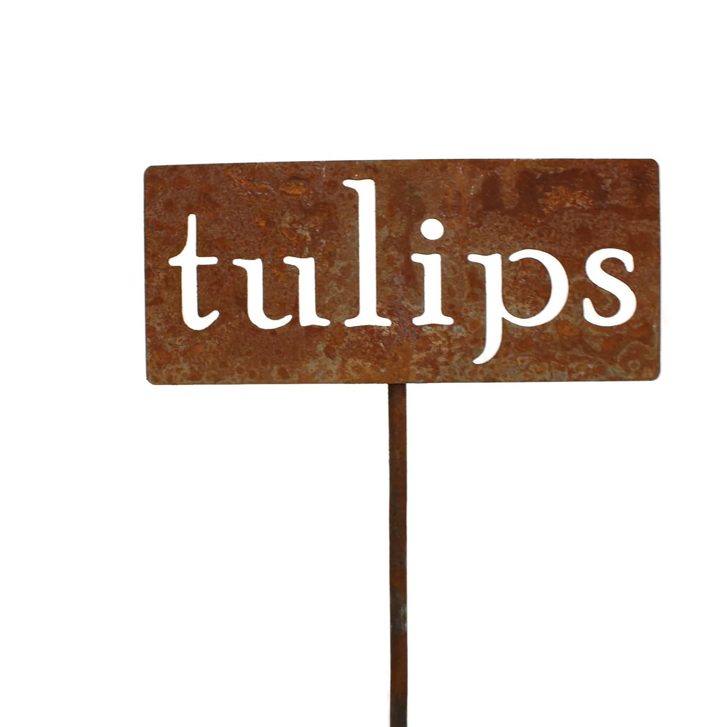 Classic Metal Garden Markers 19 Inches Tall (tulips, Naturally Rusted)