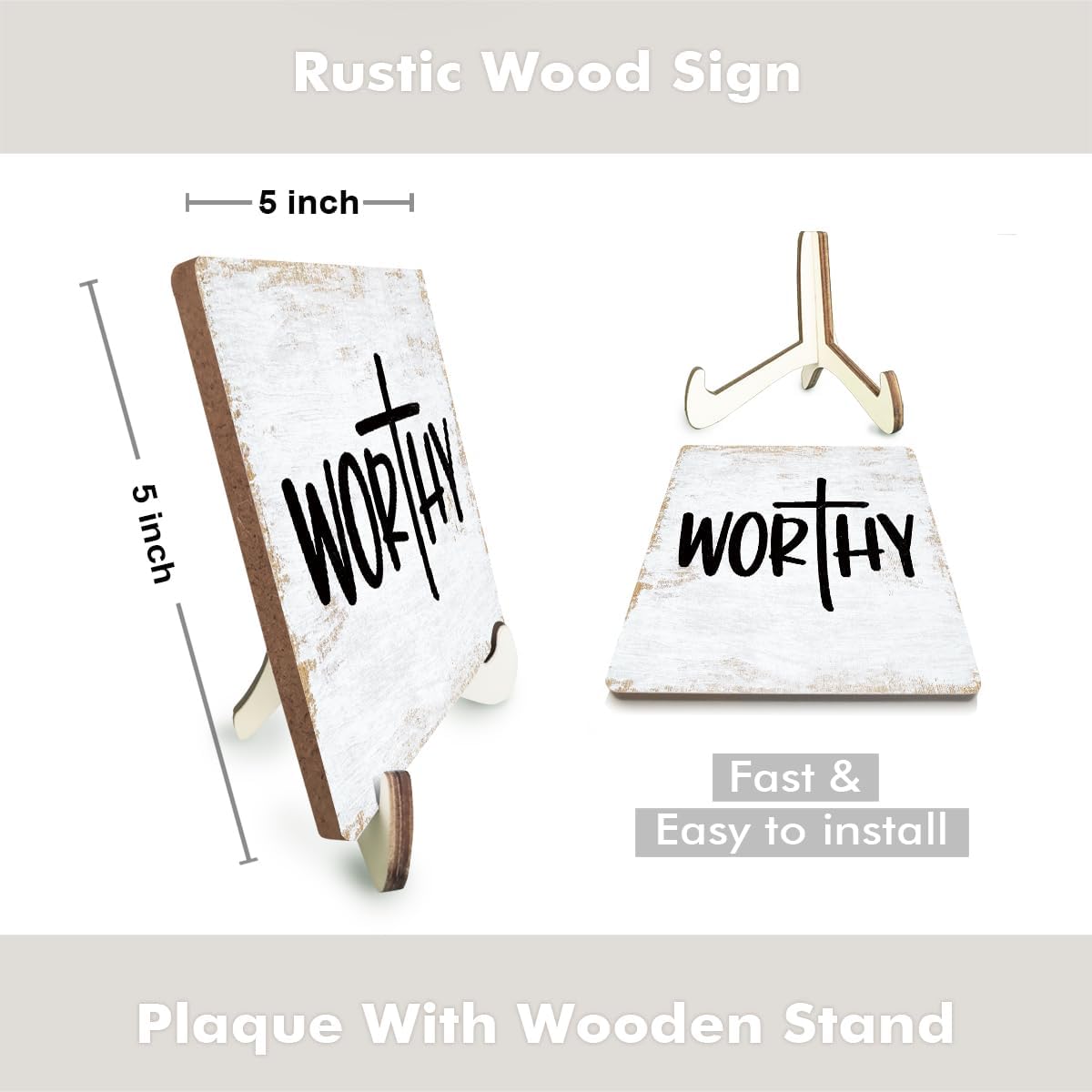 Inspirational Wood Sign Rustic Desk Decor Home Farmhouse Office Decor Work Table Desk Accessories Decorative Christian Religious Bible Verse Faith Decorations Office Supplies Bedroom Cubicle Decor