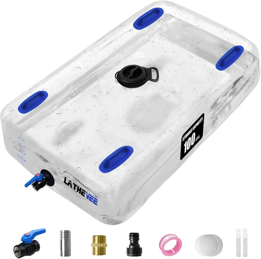 Water Storage Bladder, 50 Gallon Portable Water Tank, Transparent and Foldable with 4 Types of Interface Accessories, Suitable for Gardens, Emergency Situations,
