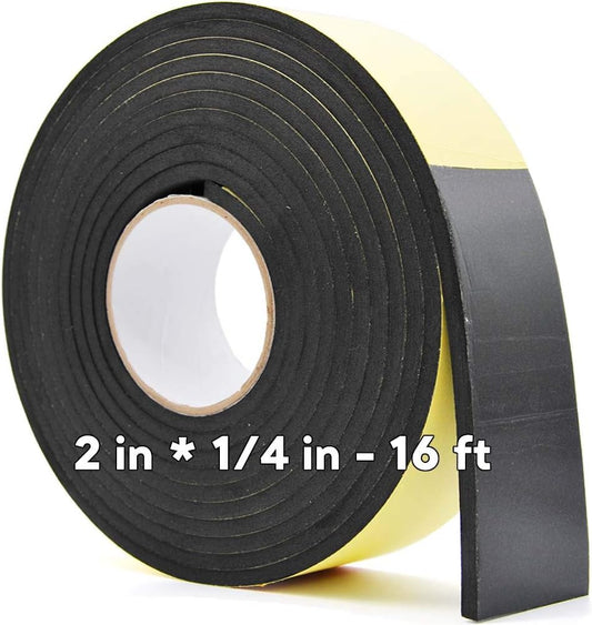 Foam Rubber Seal Strip -2" W x 1/4" T- Adhesive Tape Foam Tape Closed Cell Foam Strip Automotive Weather Stripping