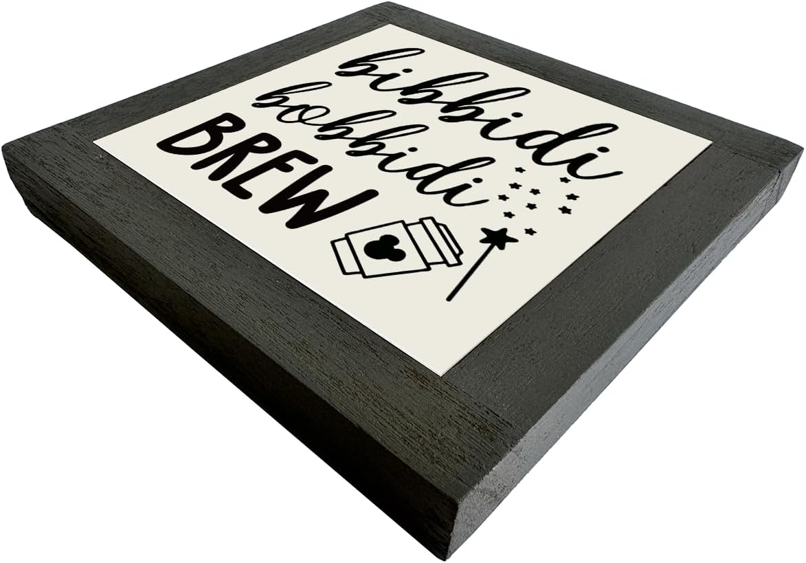 Bippity Boppity Wood Plaque Sign - Rustic Coffee Table & Kitchen Home Decor, 5.95.9in