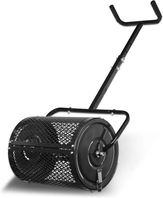 Heavy-Duty Compost Spreader for Lawn,Peat Moss Spreader,Fertilizer Spreader Roller with Adjustable Handle,Manure Spreaders for for Lawn Top Dressing,Seedling,Top Soil,Heavy Duty Metal Mesh Lawn Roller