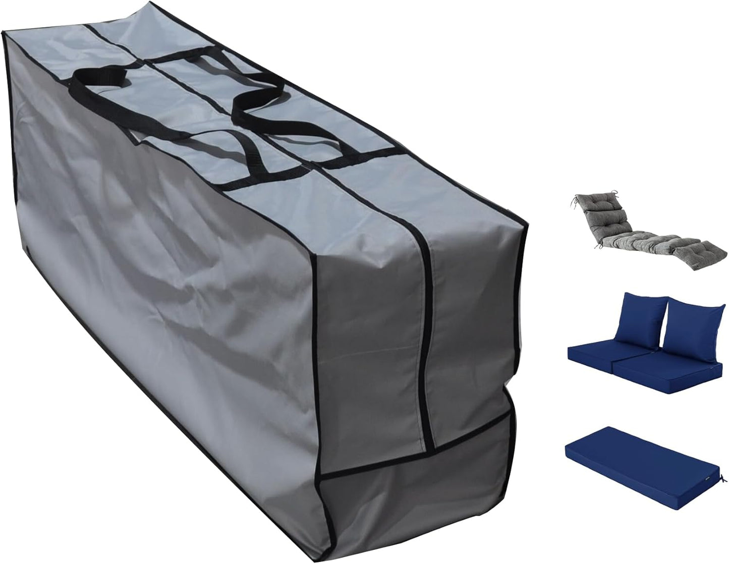 Outdoor Rectangular Cushion/Cover Storage Bag, Protective Zippered Storage Bags with Handles, 50''L x 13''W x 20''H, Grey