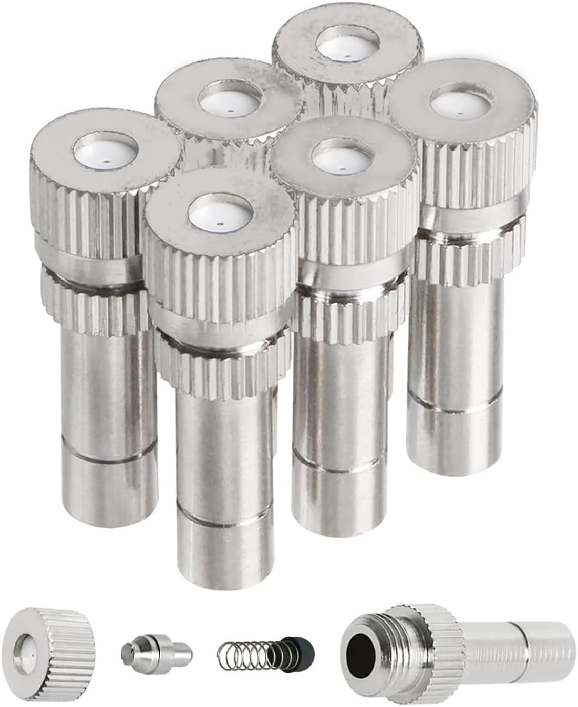 20pcs Brass Mister Nozzles, 6mm Misting Nozzles for Outdoor Cooling System, Landscaping, Air Humidification, Greenhouse Irrigation (without Filter, 0.031"/0.8mm Orifice)