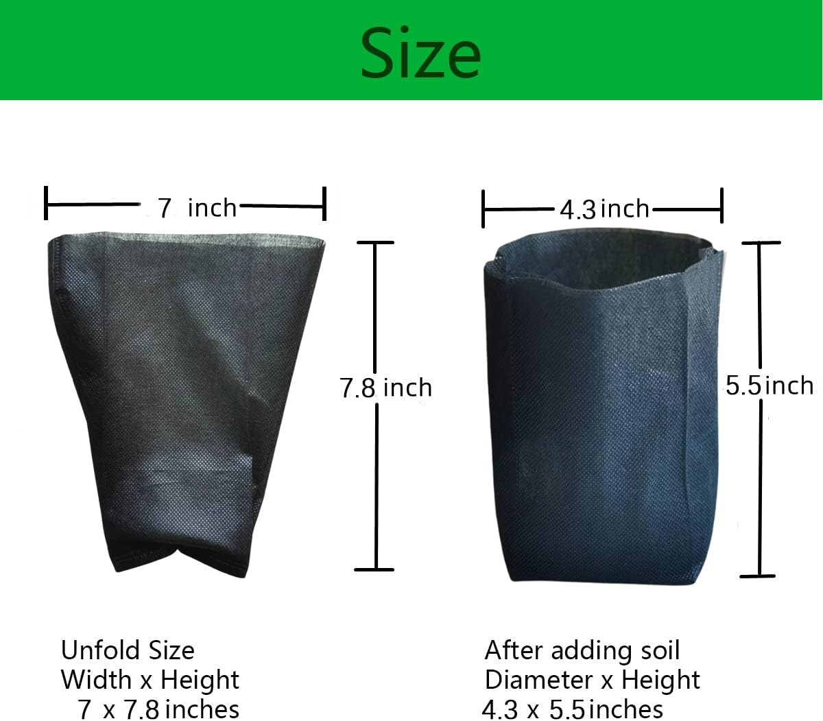 gardtree Plant Nursery Bags 7” x 7.87” 150PCS, Non-Woven Biodegradable Plant Grow Bags Fabric Seedling Starter for Vegetable Flower Fruit Saplings Tree, Home Garden Supply