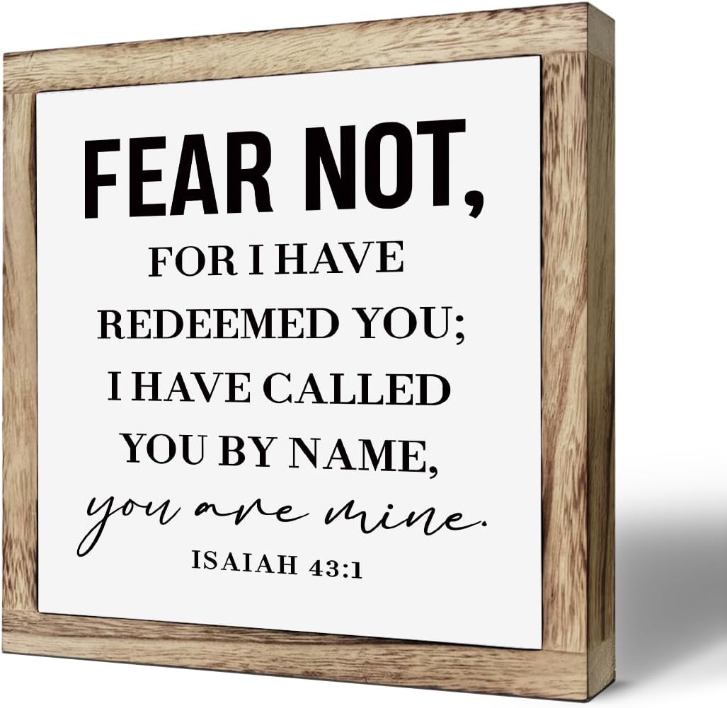 SUSZDOU Scripture Sign, Isaiah 43:1, Rustic Wooden Plaque, 9.8x9.8 Inch, Pine, Tabletop Decor