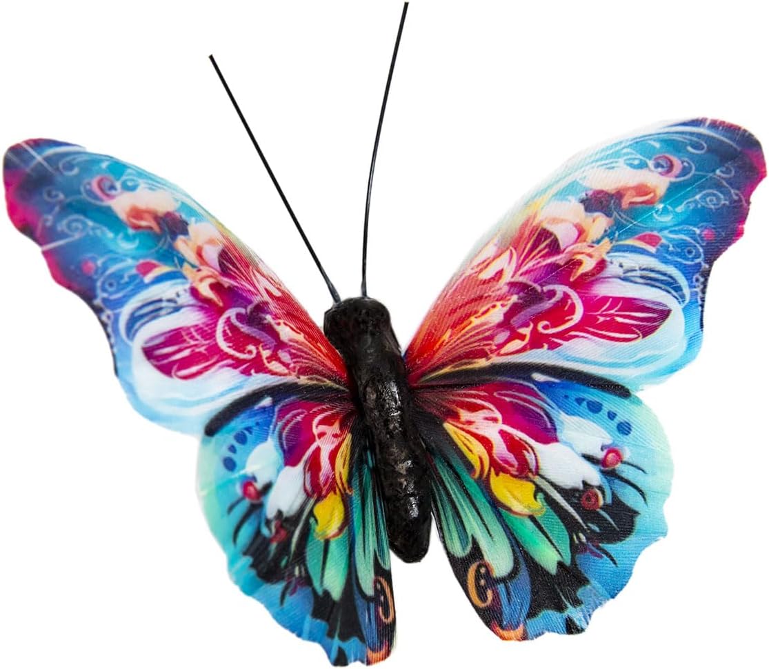 Cartanfill-Decorative 3D Butterfly Clips, 12 Pack, Multicolor Feather Design, Party and Christmas Tree Ornaments