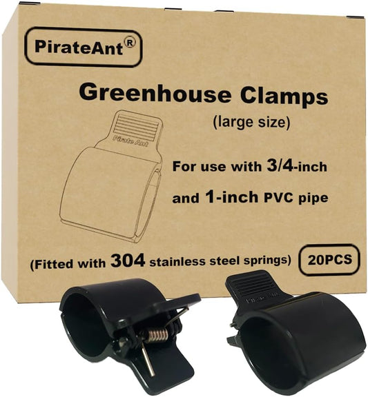 Greenhouse Clamps for3/4-1 Inch PVC Pipe, Greenhouse Hoops,Support Frame,Grow Tunnel,Plant Support Garden Stakes.Black Garden Clips For Fixing Plant Cover, Plastic Sheeting, Film Row Cover, Net.