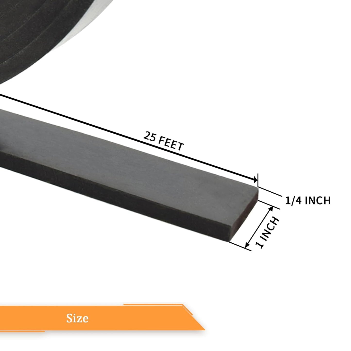 Neoprene Rubber Strips 1/4 (.250)" Thick X 1" Wide X 25' Long, Solid Rubber Rolls Use for Gaskets DIY Material, Supports, Leveling, Sealing, Bumpers, Protection, Abrasion, Flooring