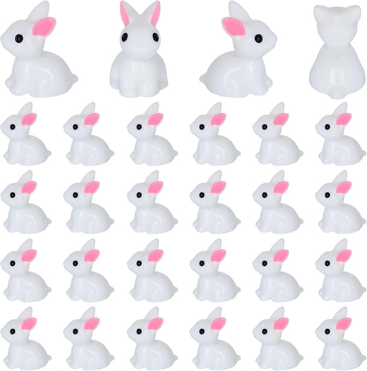 50 PCS Mini Bunny Easter Tiny Plastic Rabbits Miniature Resin Bunny Figurines for Fairy Garden Miniature Moss Landscape Decoration