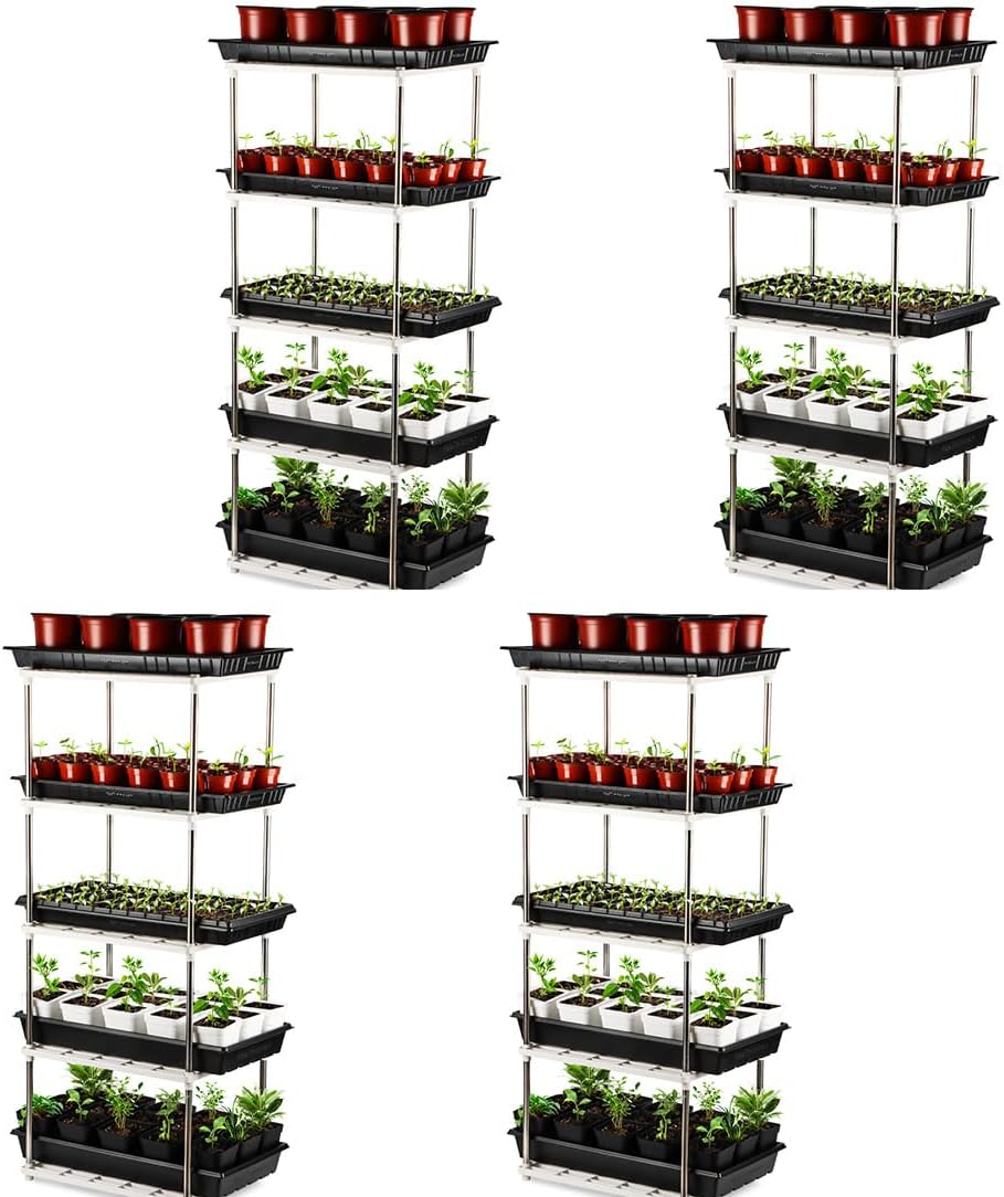 4 Pcs 5-Tier Plant Stand for Seedling Trays Storage (White)