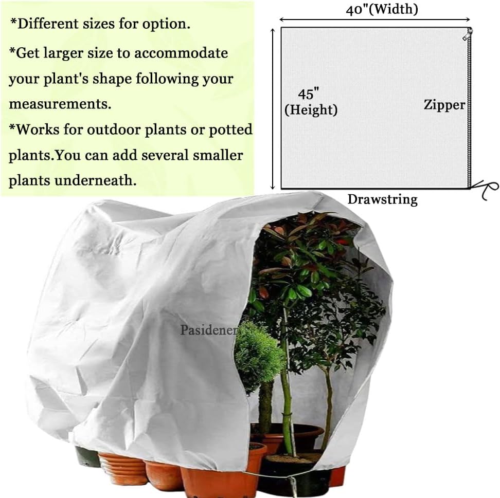 Plant Covers Freeze Protection 3 Packs 45" x40" 2.2oz Tree Covers Frost Plant Covers Freeze Cloth for Outdoor Plants with Zipper Drawstring