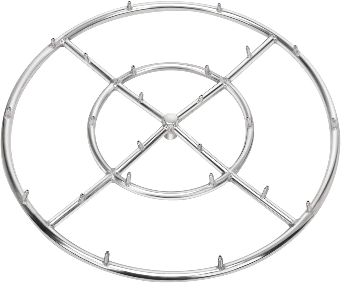 Stanbroil 24" High Flame Round Jet Burner Ring for Natural or Propane Gas Fire Pit, 304 Series Stainless Steel, Double Ring