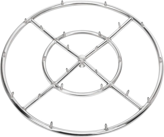 Stanbroil 24" High Flame Round Jet Burner Ring for Natural or Propane Gas Fire Pit, 304 Series Stainless Steel, Double Ring