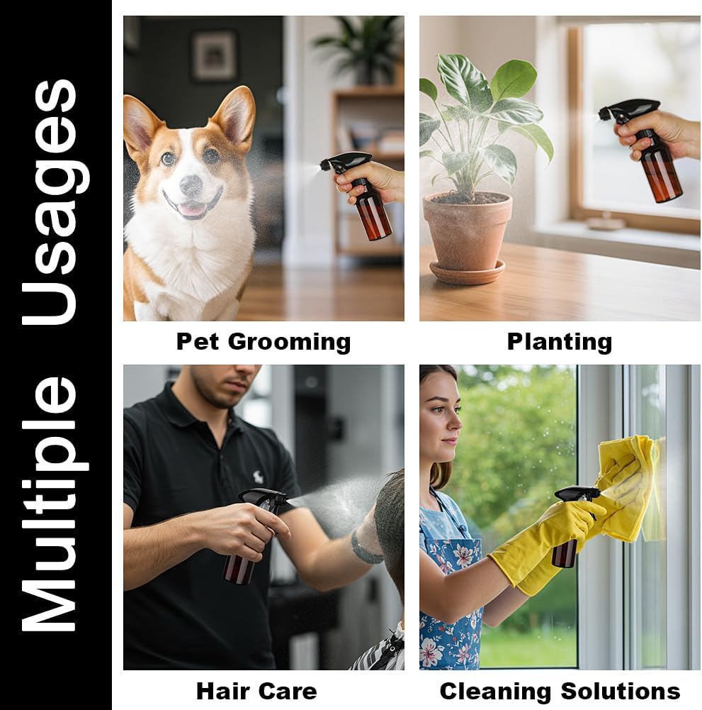 Spray Bottles 4oz/120ml Plastic Small Spray Bottle for Hair Mist/Stream Spraying Heavy Duty Empty Water Spray Bottles for Cleaning Solutions, Plants 2 Pack (Brown)